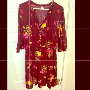 Floral Maroon Shift Dress